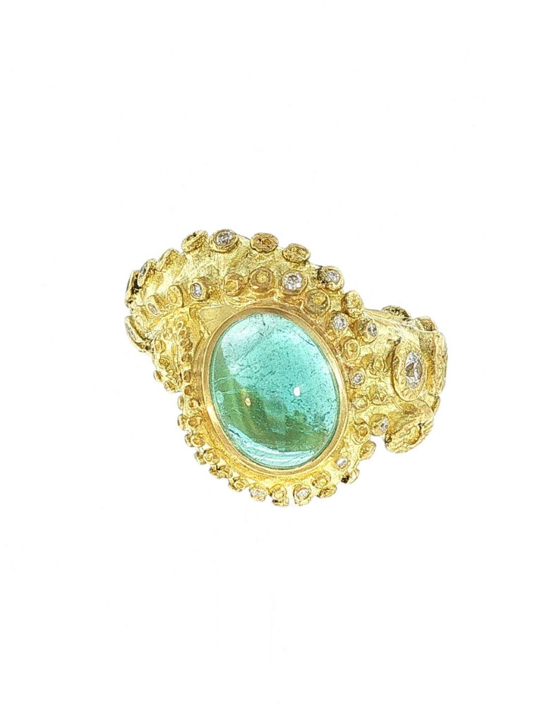 Aquamarine Octopus Ring